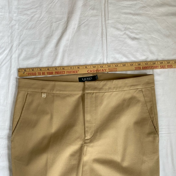 Lauren Ralph Lauren Women's Tan Minimalist Cropped Trousers Pants 12 Old Money - Picture 6 of 16